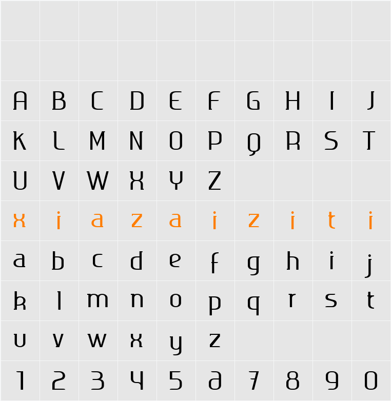 Ageone serif 字符映射表