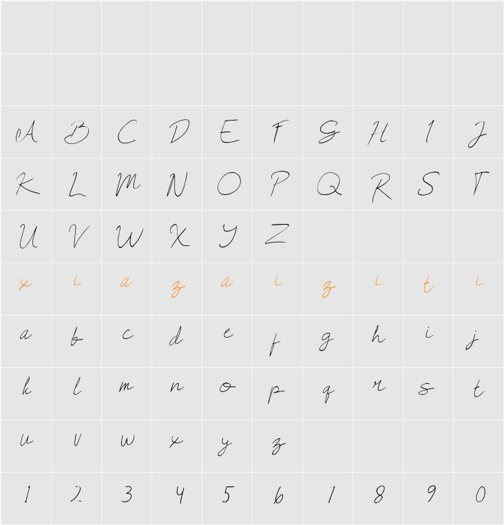 Aubrey Maldie Demo 字符映射表