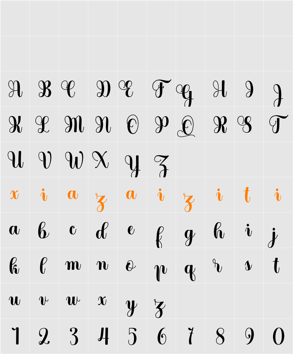 Angela 字符映射表