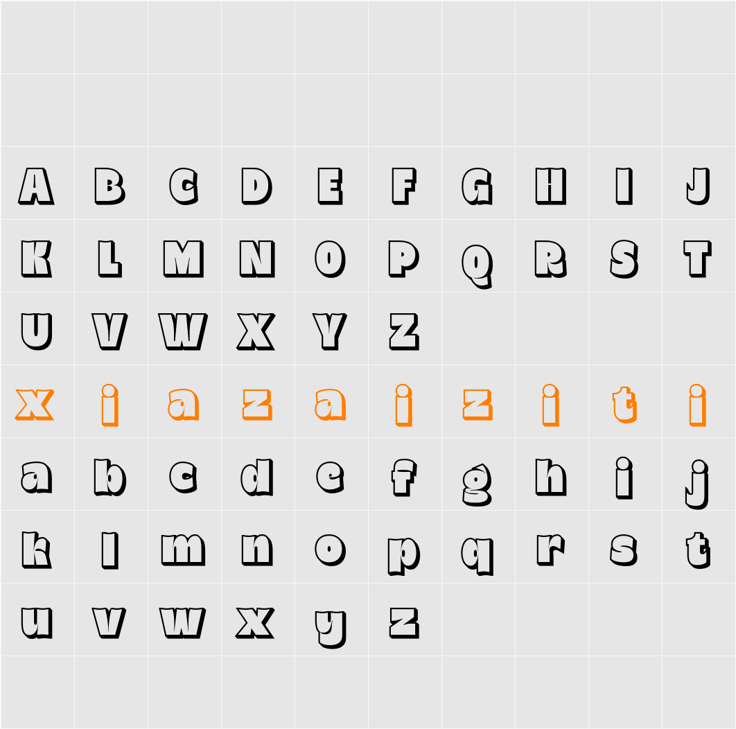 Almie 3D Demo rudeRight 字符映射表