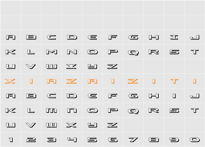 Alpha Men 3D 字符映射表