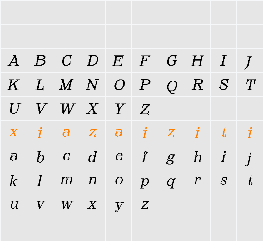 Alfena Pixel Demo 字符映射表