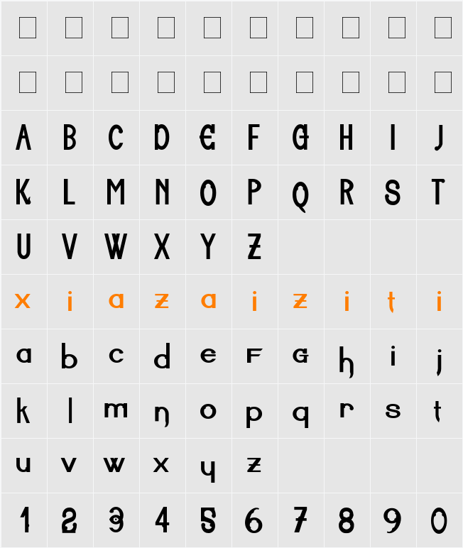 Aiuruoca 字符映射表