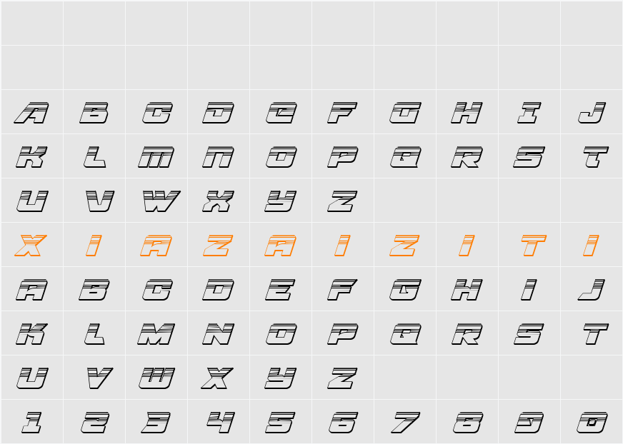 Aircruiser Platinum Italic 字符映射表