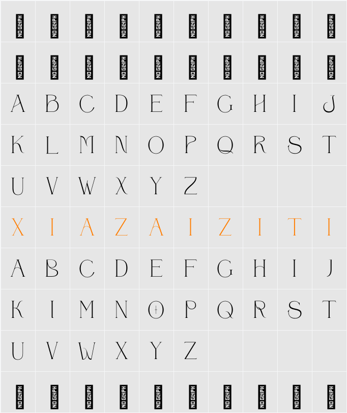 Achonk Modern - Demo Version 字符映射表