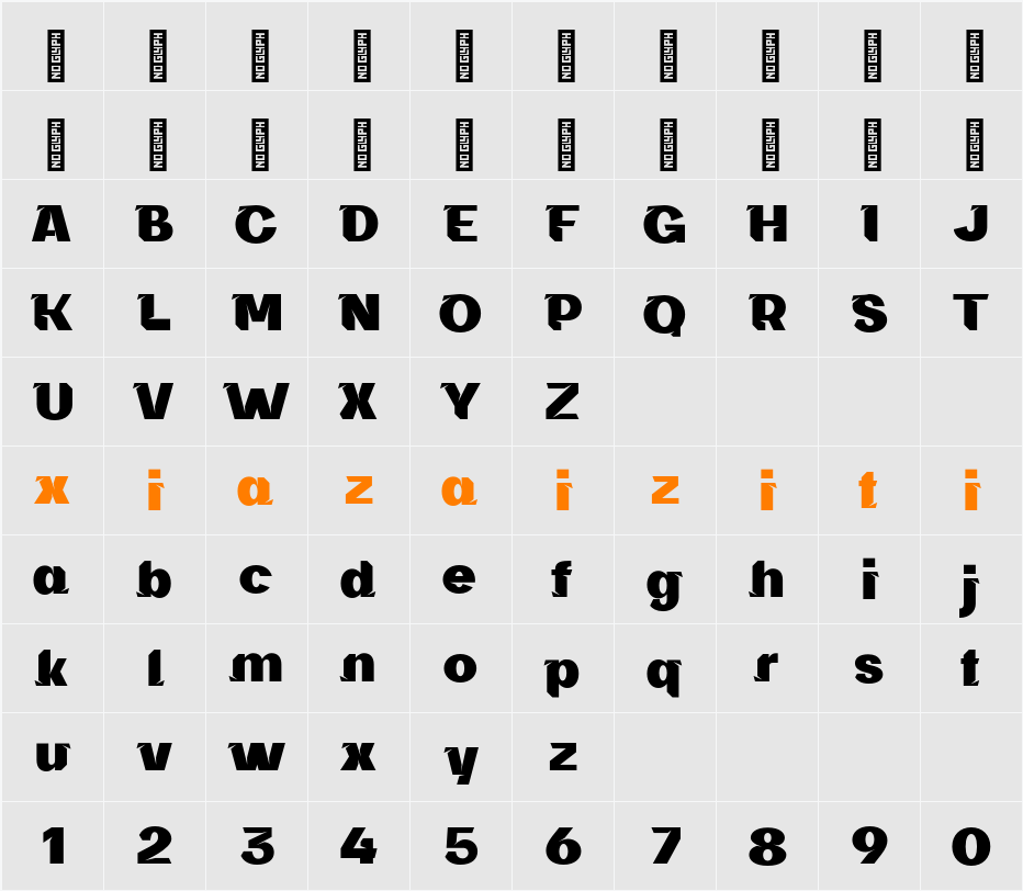 Ackuma lamuenté Personal Use 字符映射表