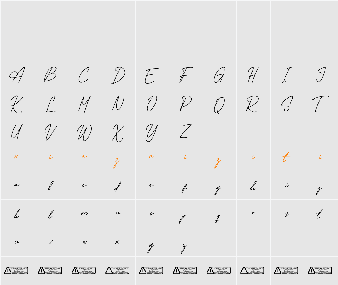 Alexanida PERSONAL USE ONLY! 字符映射表