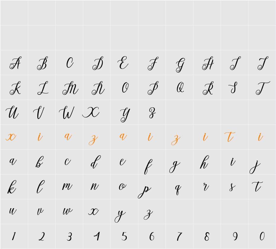 Alista Script 字符映射表