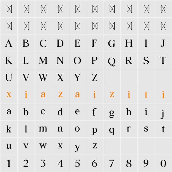 Agatho Medium 字符映射表