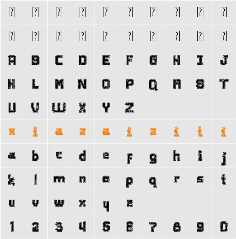 American Sporty 字符映射表