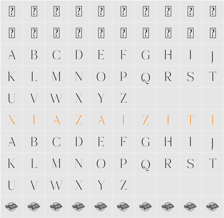 Onesta Vigano DEMO VERSION 字符映射表
