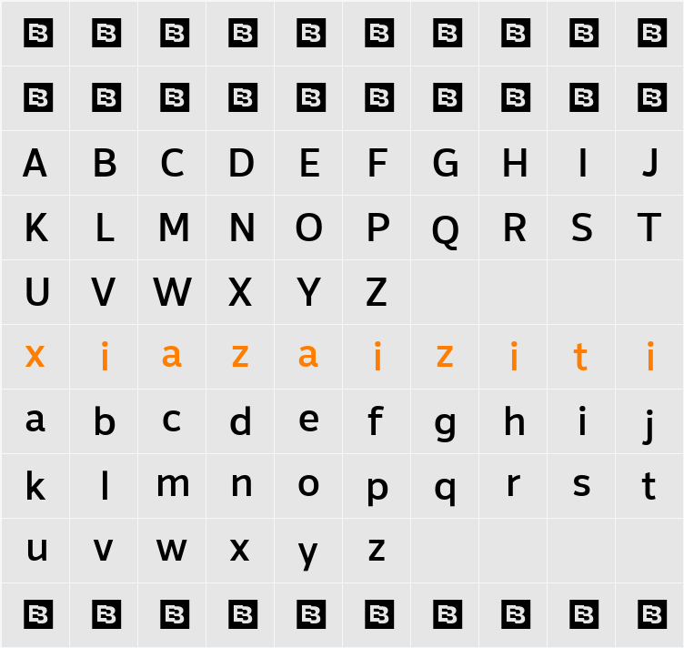 Altersan Med 字符映射表