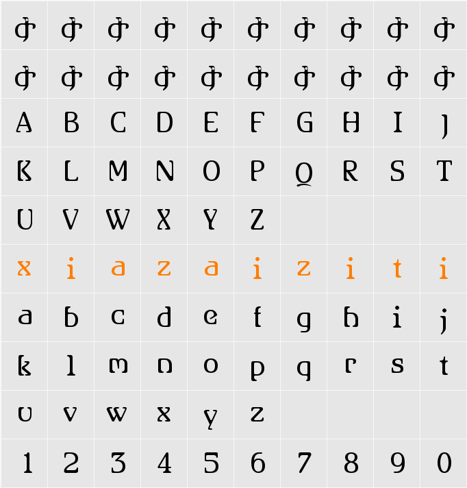 All Hooked Up 字符映射表