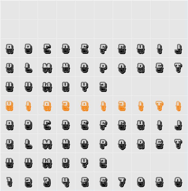 Amigo Rustique 字符映射表