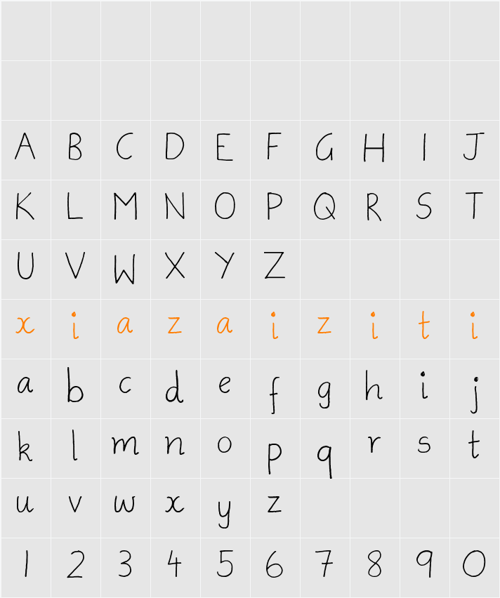 Ammys Handwriting 字符映射表