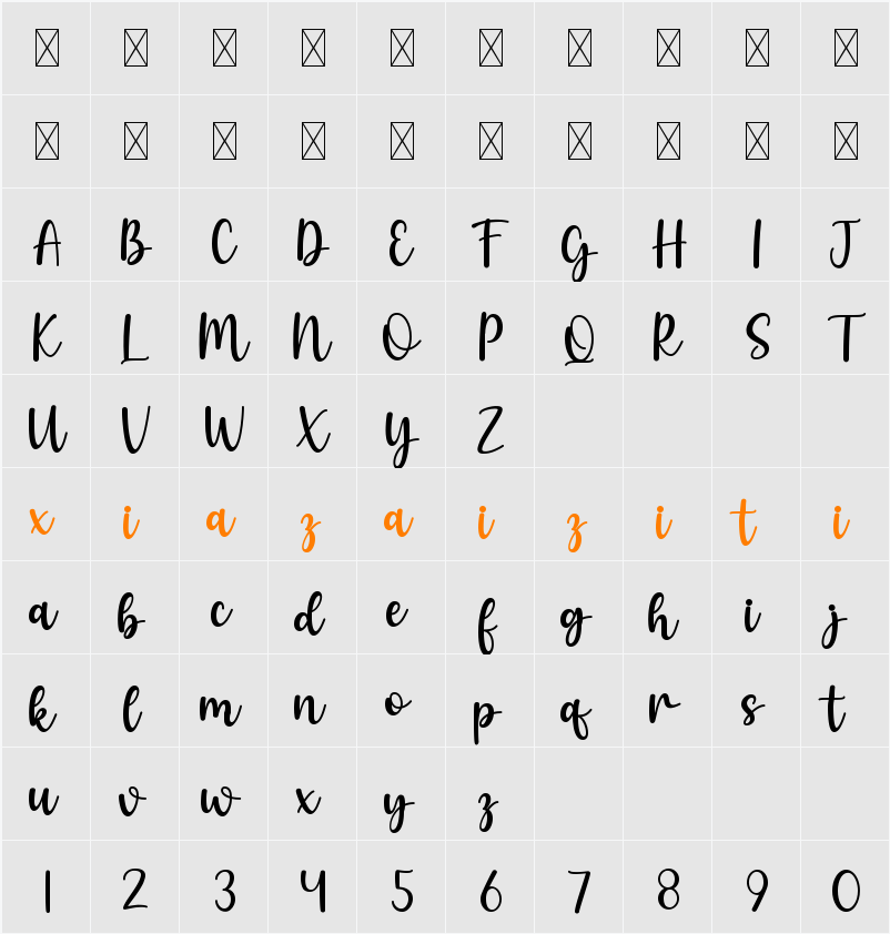 Dreaming 字符映射表