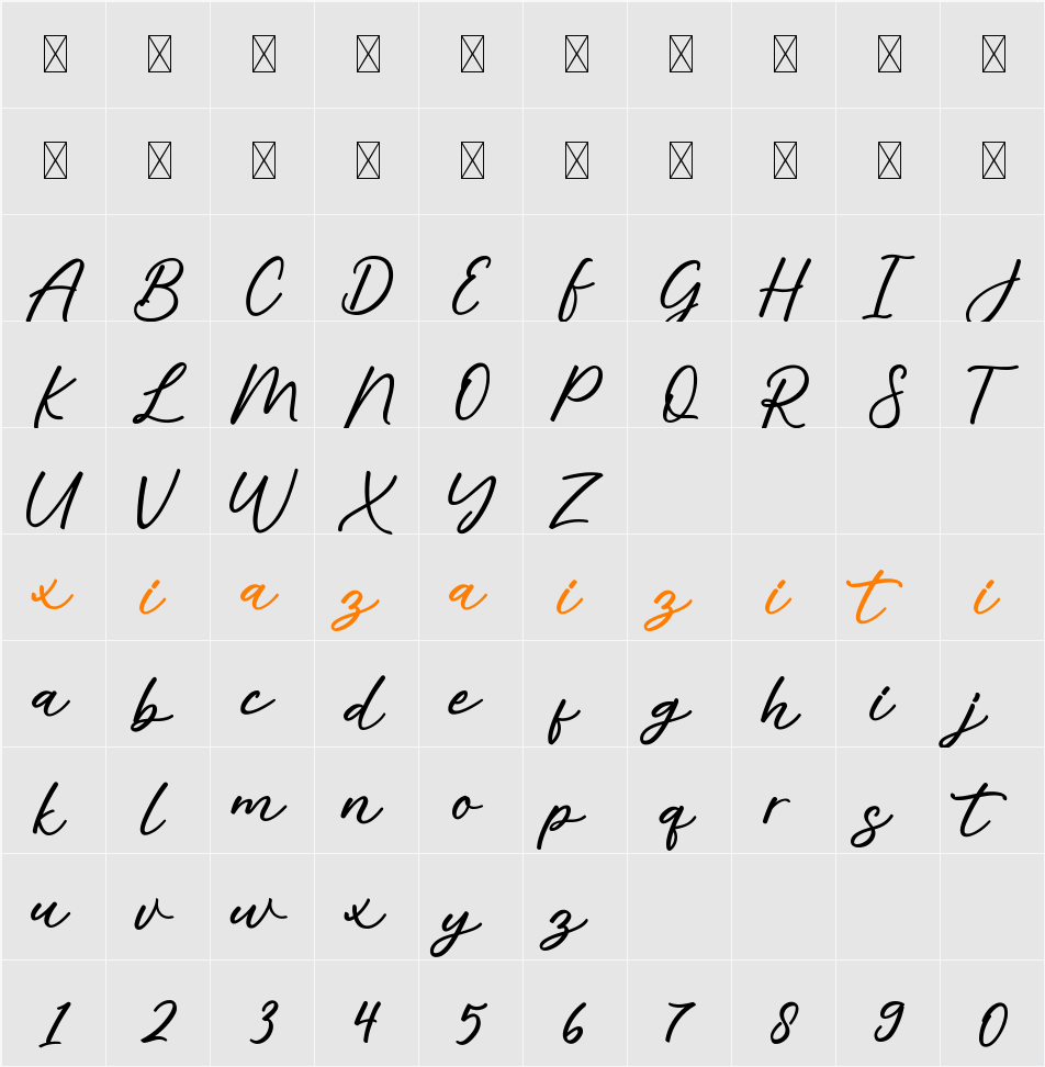 Alisha 字符映射表