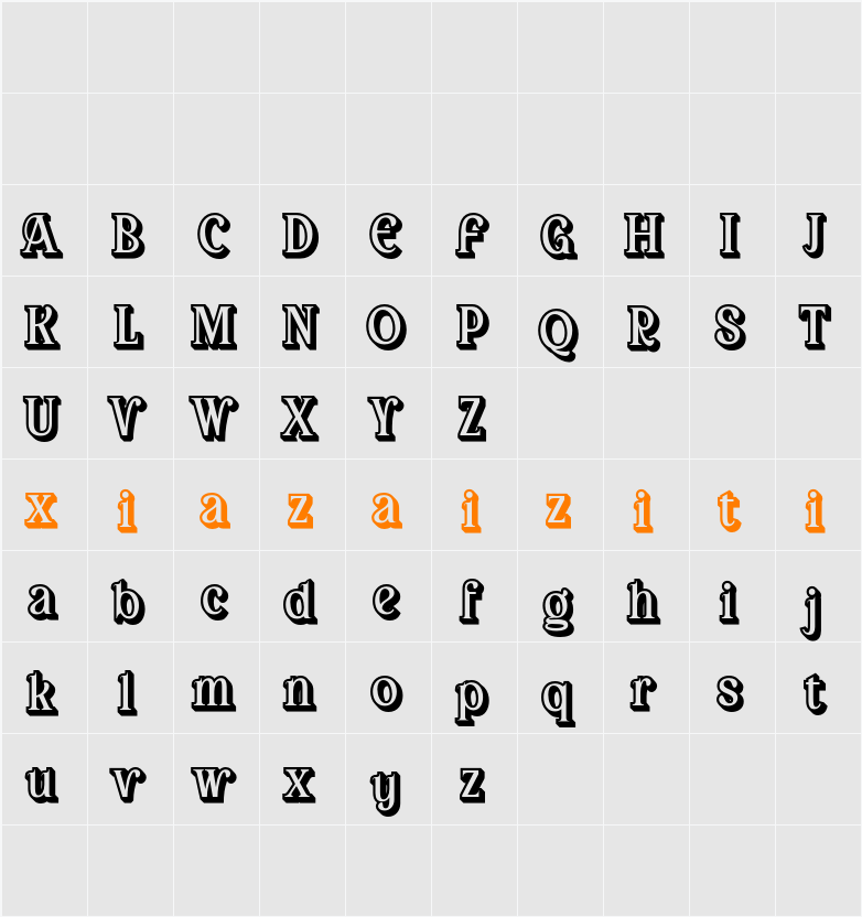 Arbane Extrude Right Demo 字符映射表