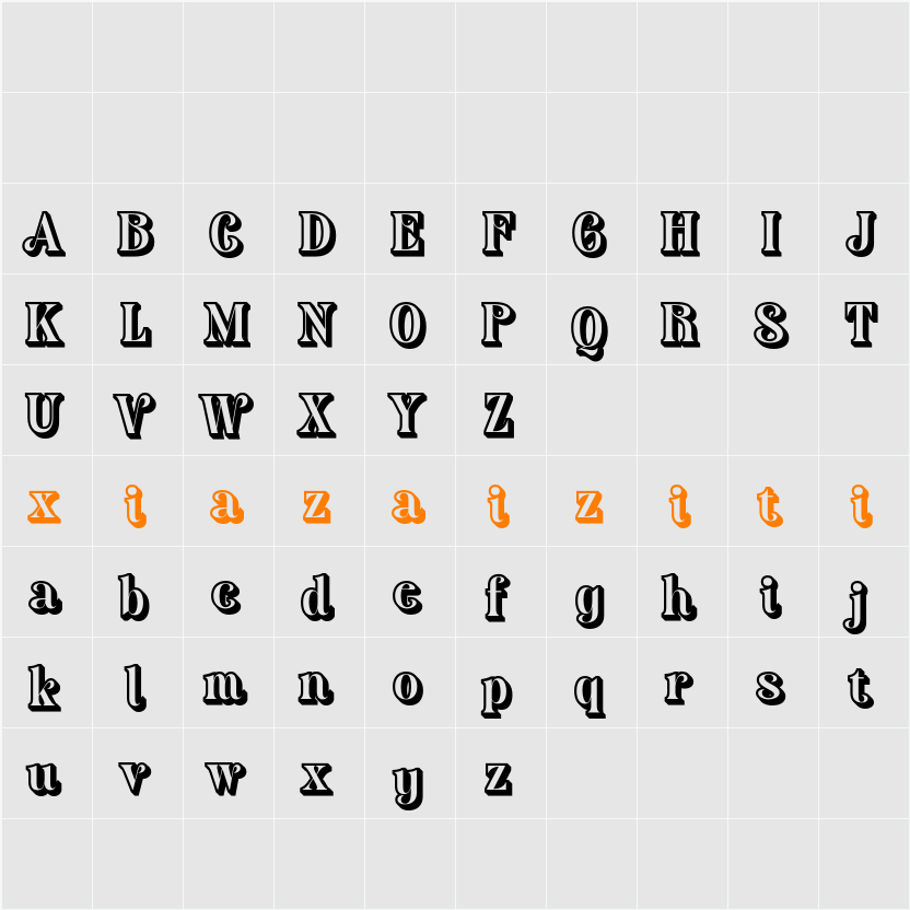 Adevas Extrude Right Demo 字符映射表