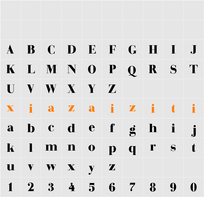 Arshila Black 字符映射表