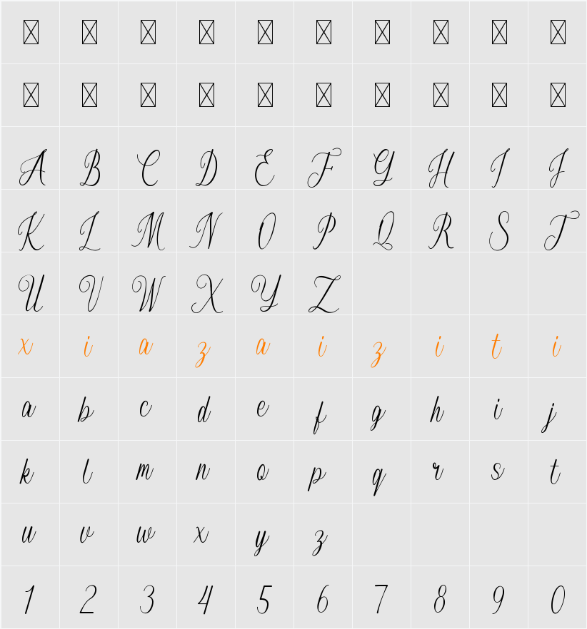 Auloriel 字符映射表