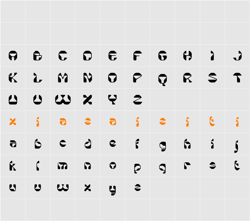 Alacus Vintage Demo Drawn 字符映射表