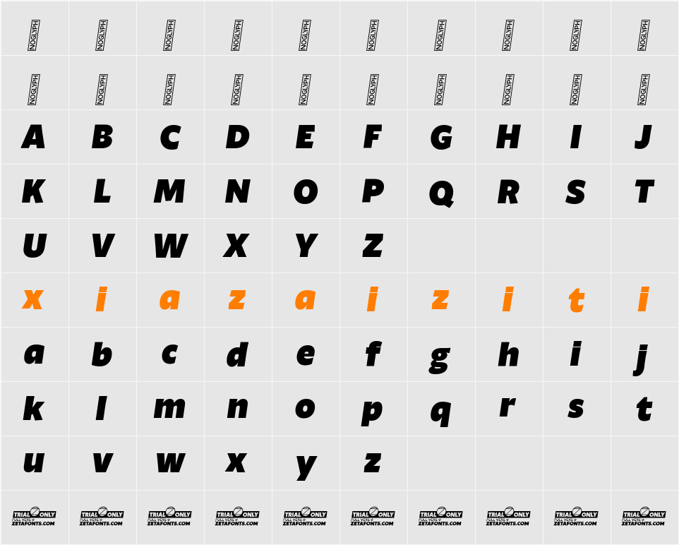 Ambra Sans Trial Black 字符映射表