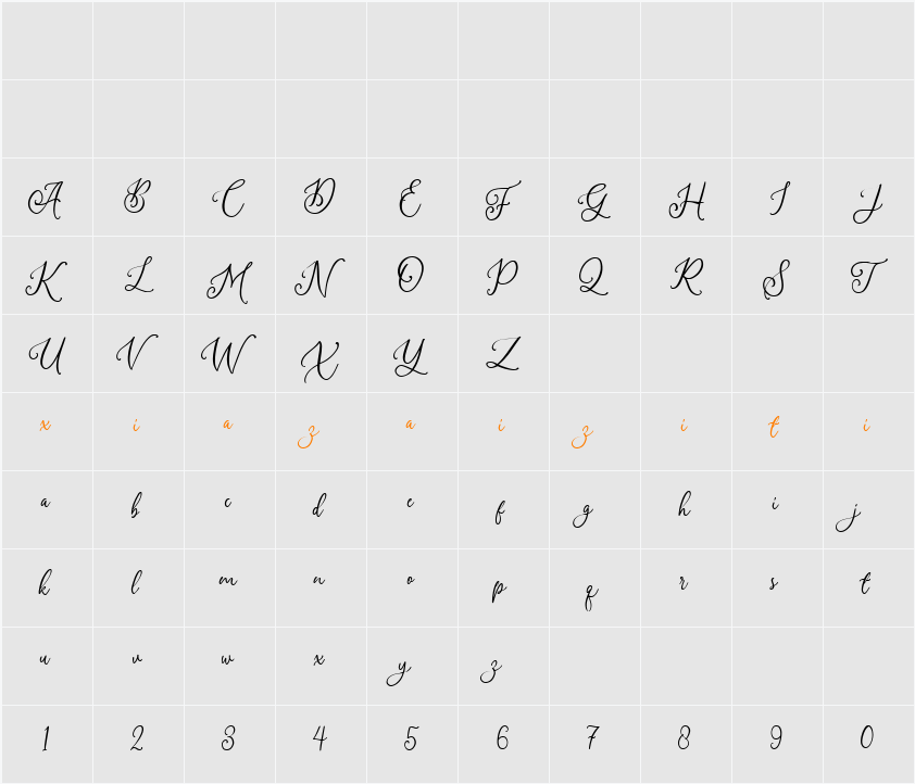 Amerta Misty DEMO 字符映射表