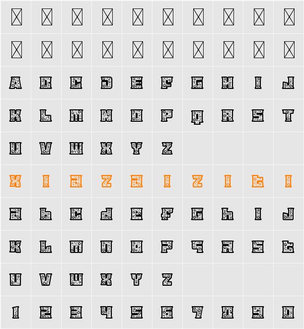 Astral Zenith Ten 字符映射表