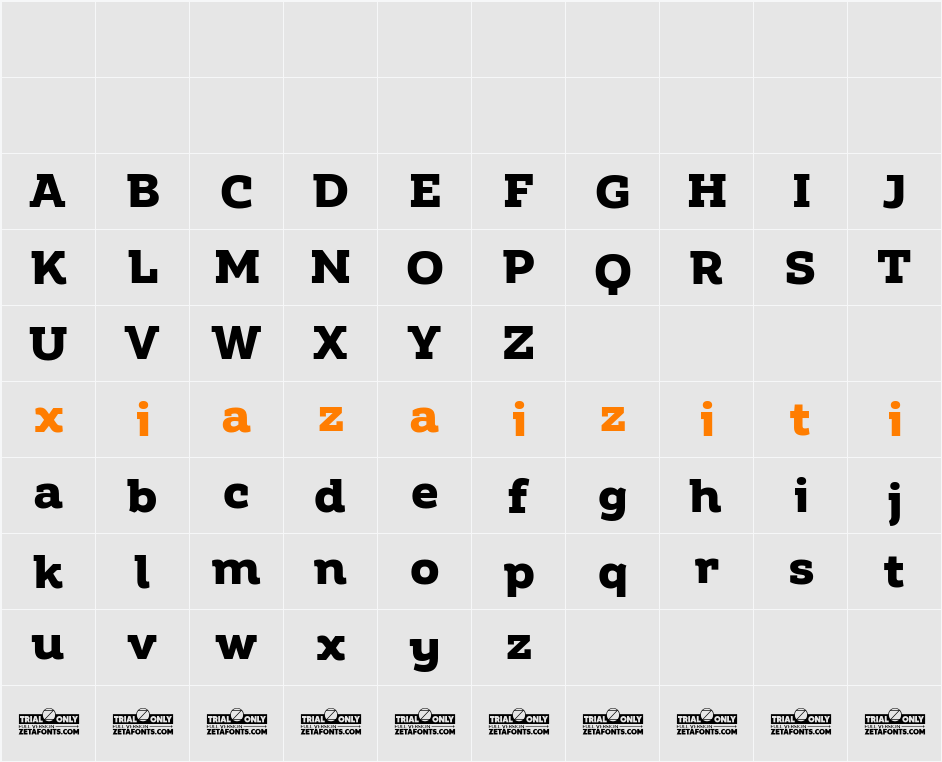 Amazing Slab Trial Extrabold 字符映射表