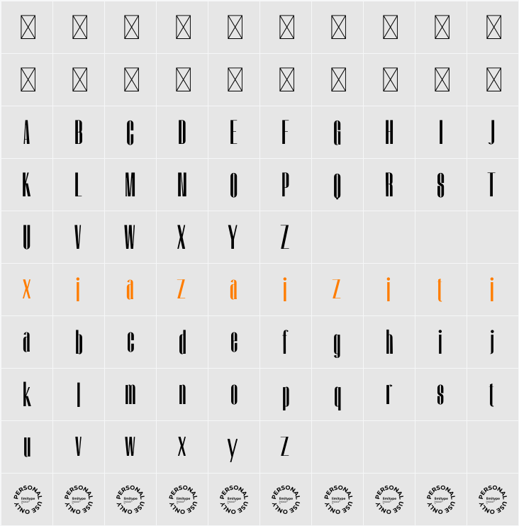 Agrokiz Personal Use 字符映射表