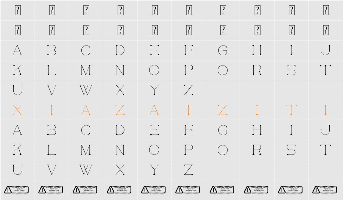 Charla PERSONAL USE ONLY! 字符映射表