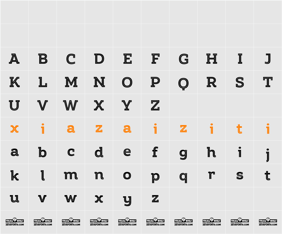 Amazing Slab Trial 字符映射表