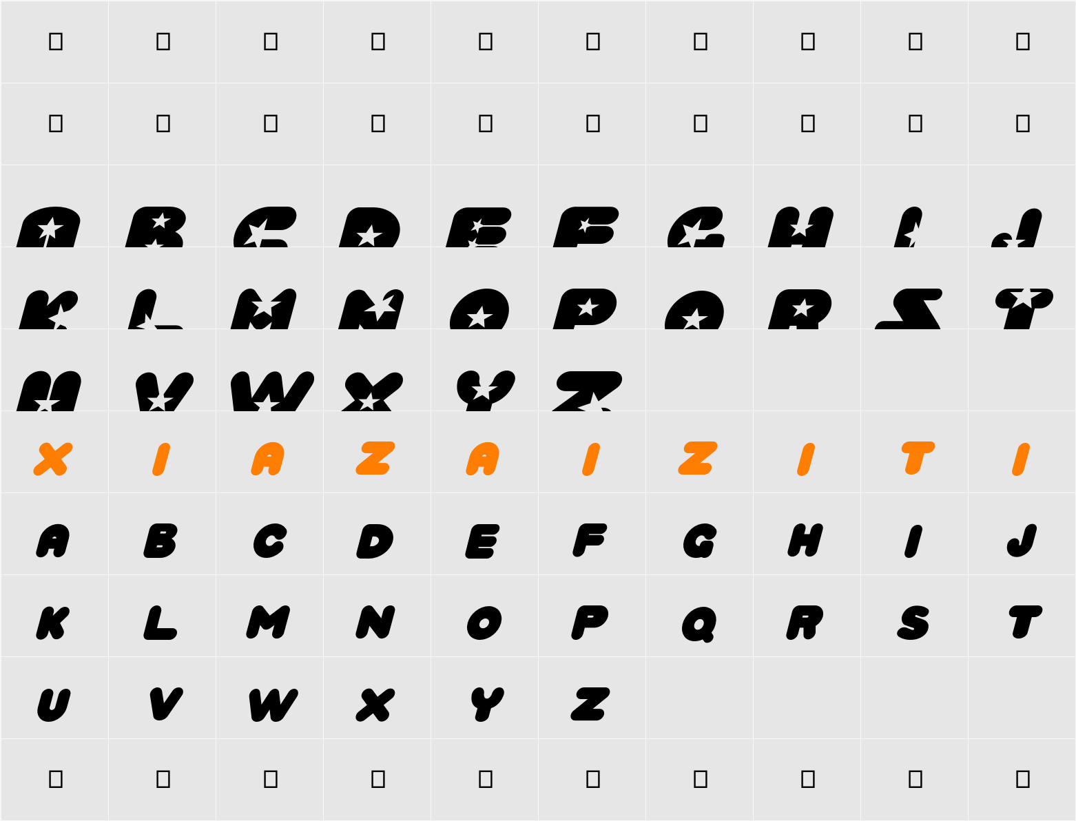 Crystal Universe Oblique 字符映射表