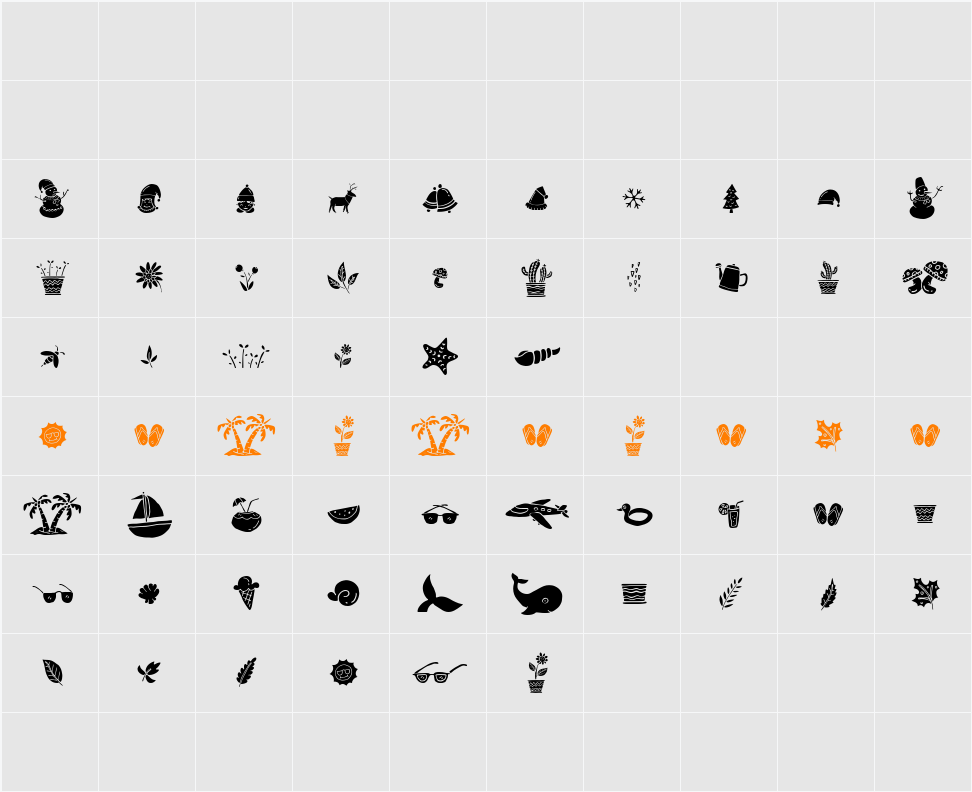 All Season Ornaments 字符映射表