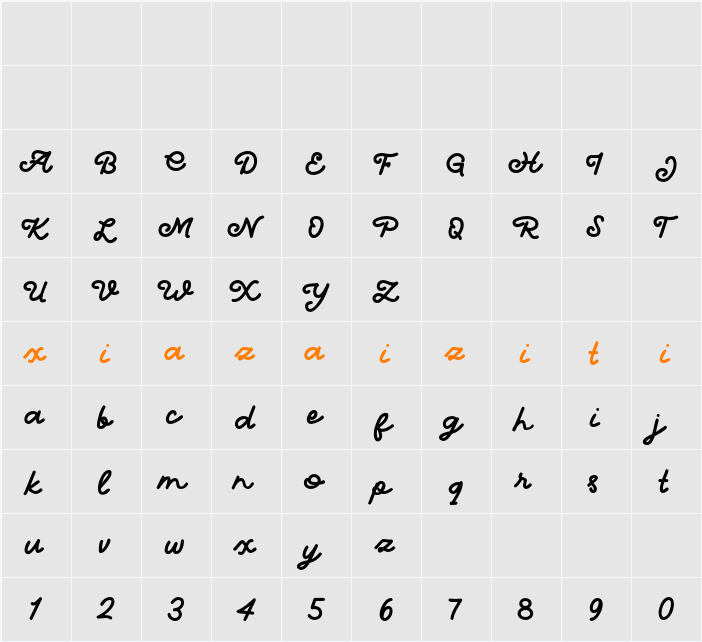 Anjello Demo 字符映射表