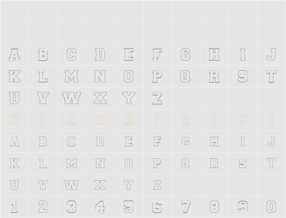 CollegiateBorderFLF 字符映射表