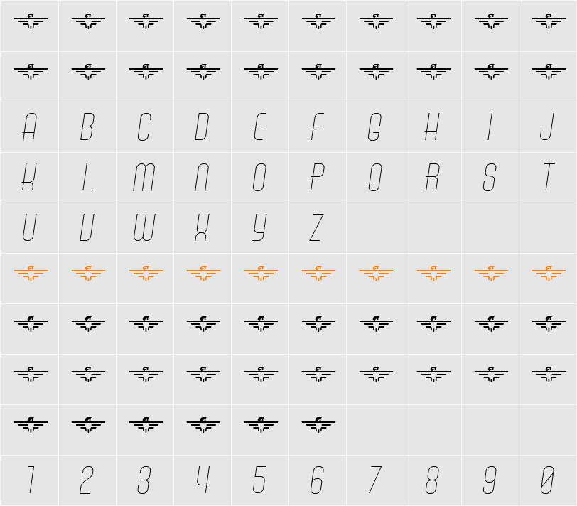 Air Americana DEMO 字符映射表