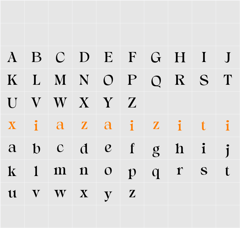 Alvinus Demo 字符映射表