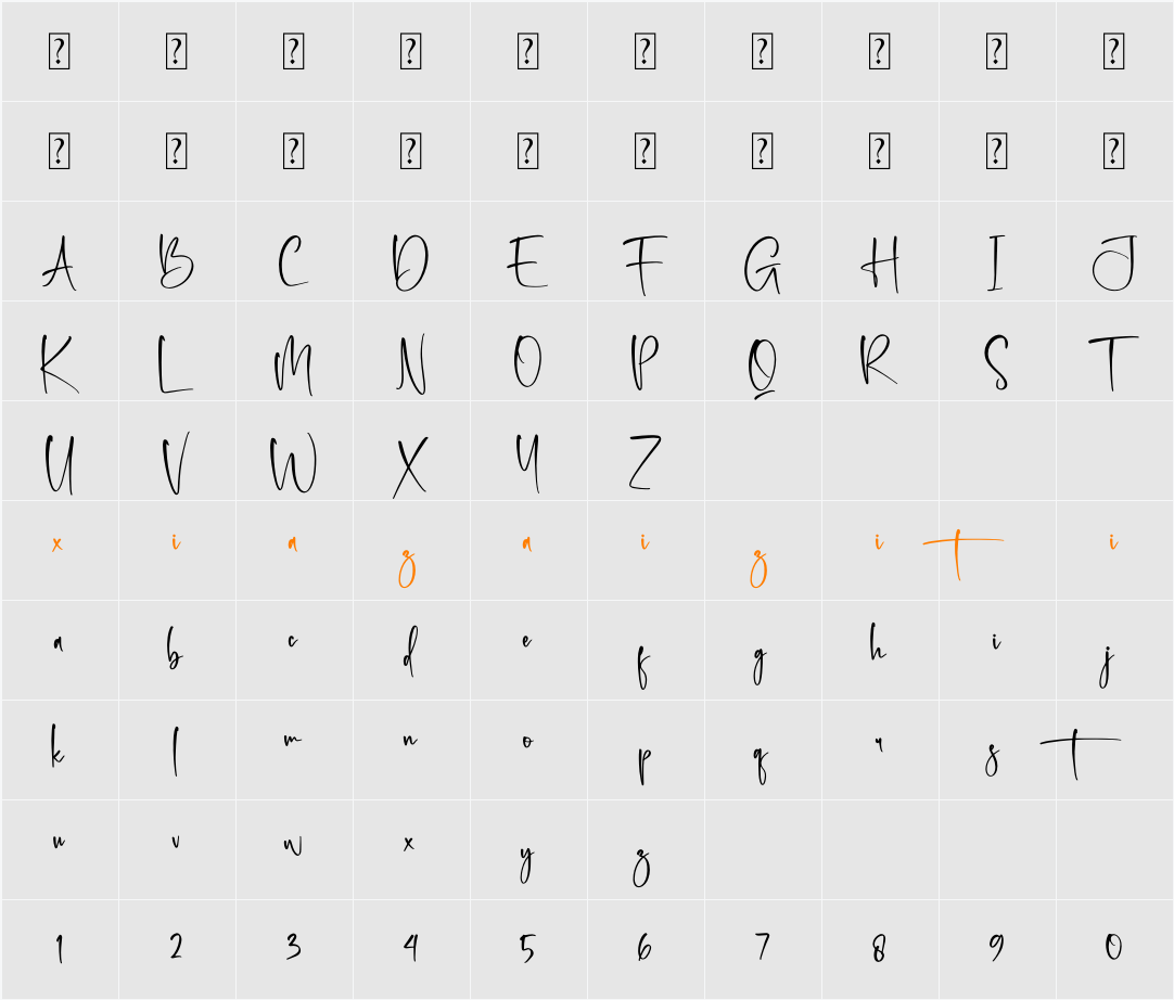 Amsterdam Bright 字符映射表