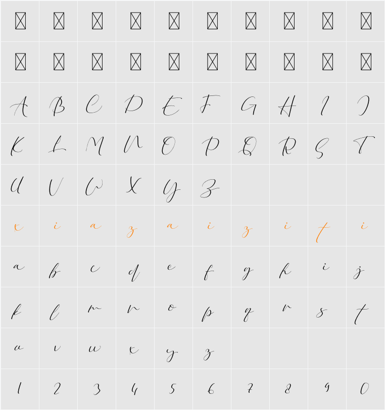 Aini Sefia 字符映射表