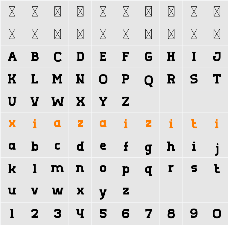 Aero Sans 字符映射表