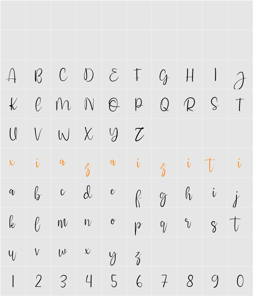 Angela 字符映射表