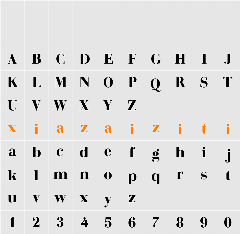 Arshila ExtBd 字符映射表