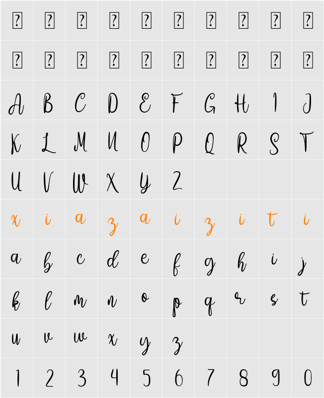 Amelia Sani 字符映射表