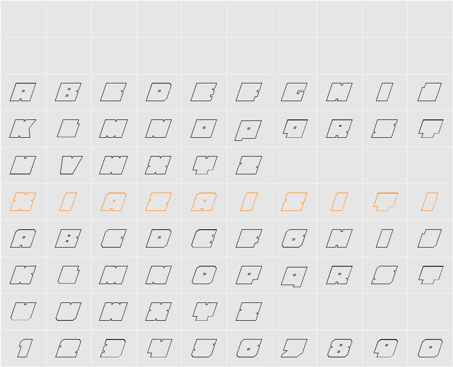 Anakefka Outline Italic 字符映射表