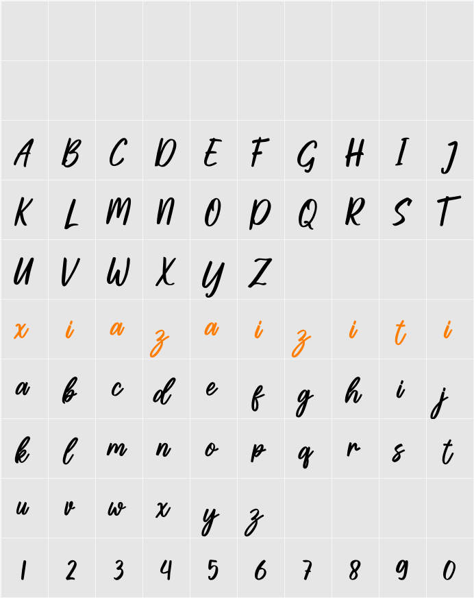 Bollifia 字符映射表