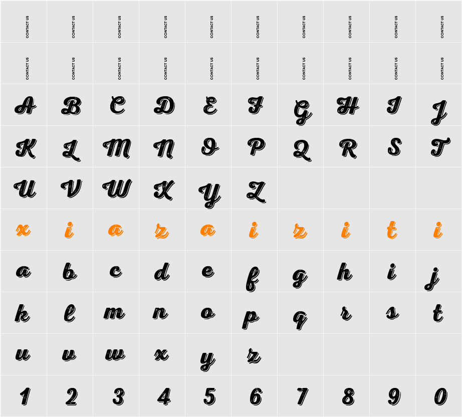 Nexa Rust Script B-Trial Shadow 2 字符映射表