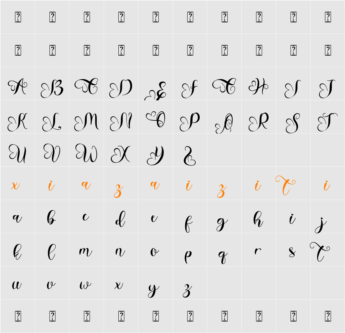 Amalia Valentine 字符映射表