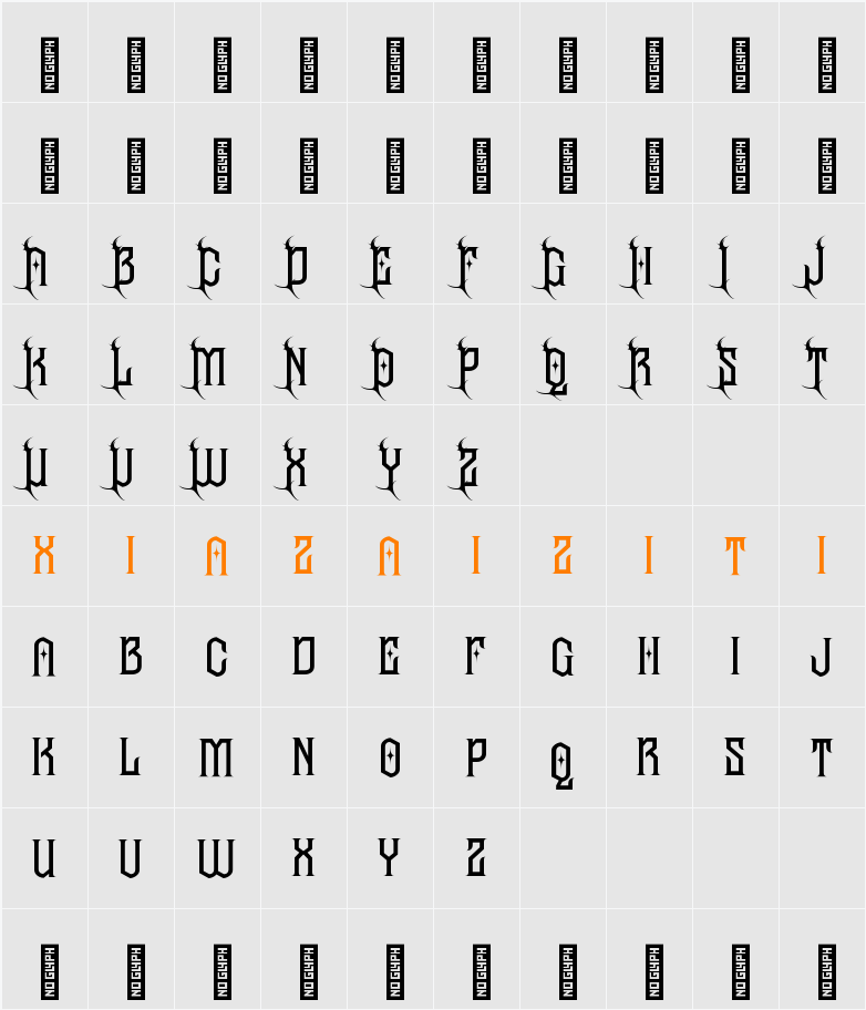 Alosay Gothic - Demo Version 字符映射表